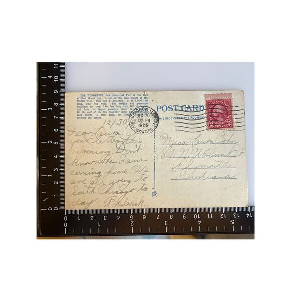 Antique Postcard 1929 Ephemera Navy Pier Frm Municipal Pier Chicago IL Litho SEE - Picture 4 of 6